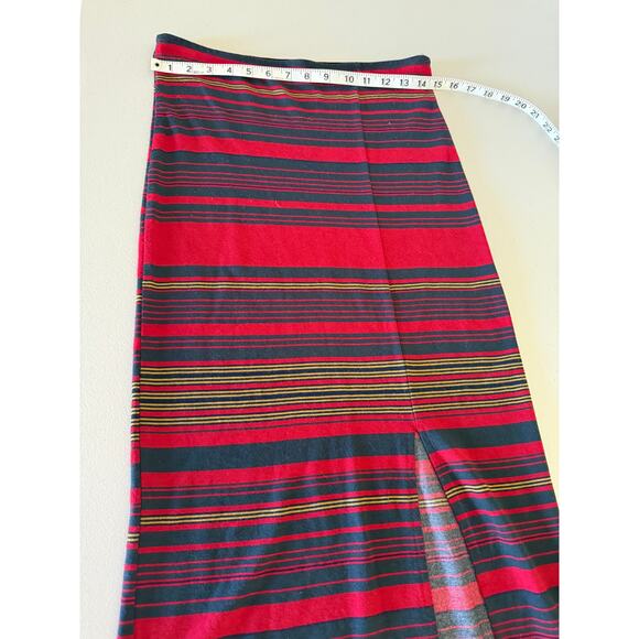 Abercrombie & Fitch Red Striped Bodycon Midi Skirt L Holiday Ladcore Rugby Xmas - Picture 7 of 7